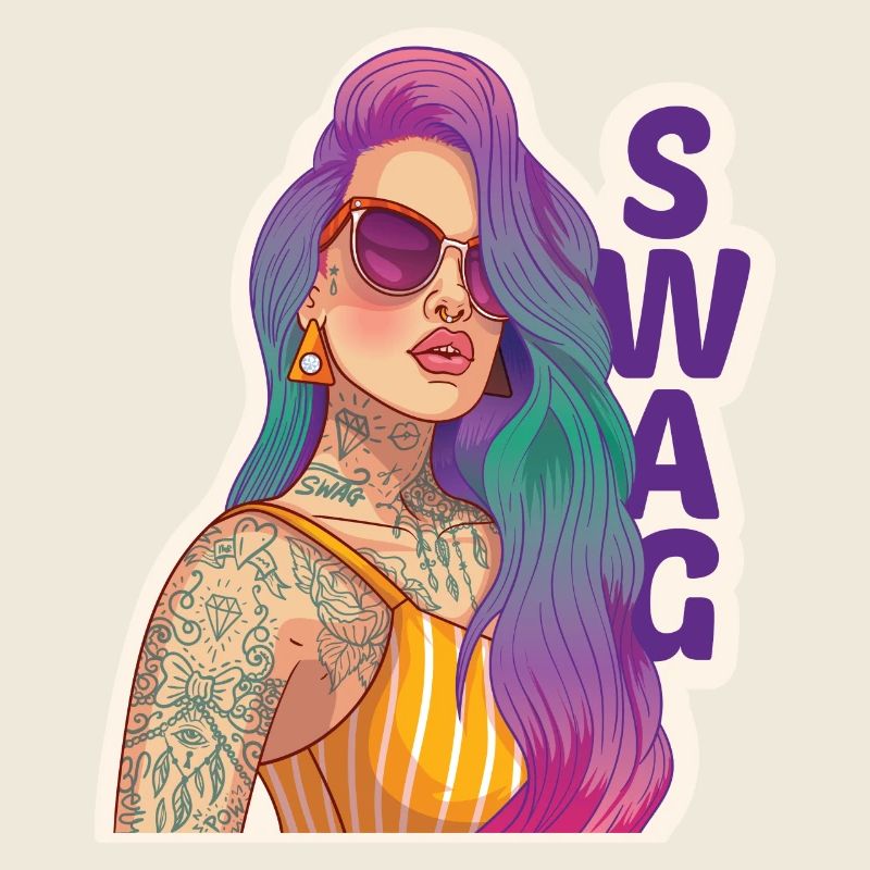 Swag Mädchen mit Piercing und Tattoo.