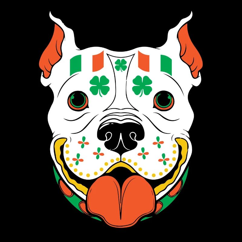 Drapeau de la Saint-Patrick Skull Pitbull Irlande