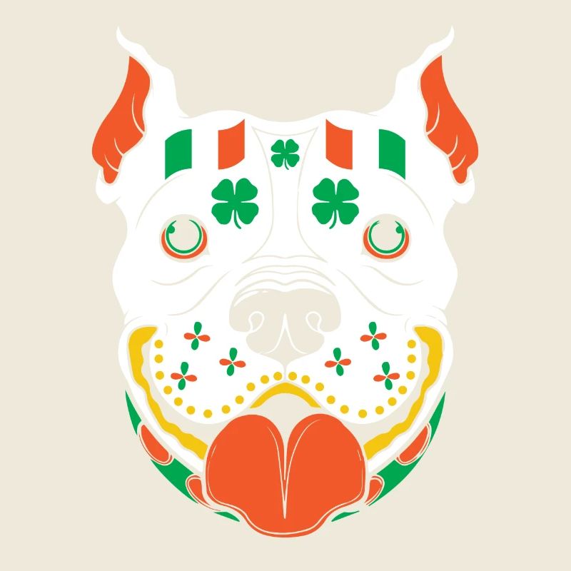 Drapeau de la Saint-Patrick Skull Pitbull Irlande
