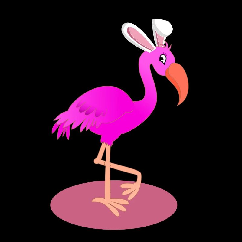 Flamingo With Easter Bunny Ears Cute Pink Bird
