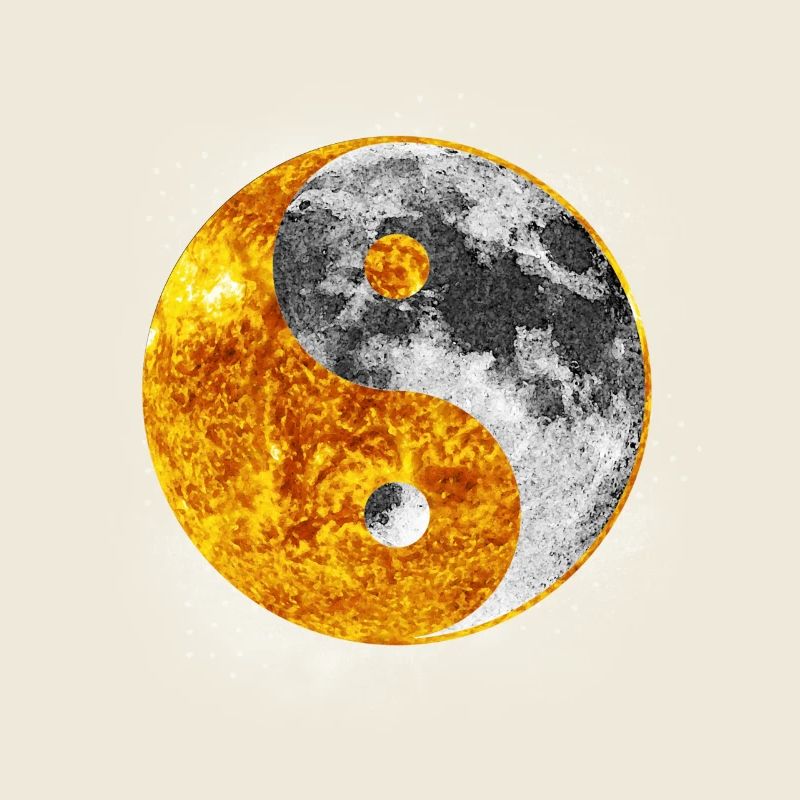 Yin And Yang Sun Moon Light & Dark Balance Graphic