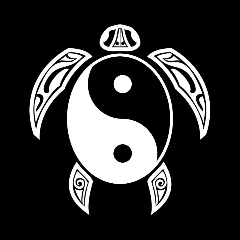 Yin Yang Turtle White Light & Dark Balance Symbol