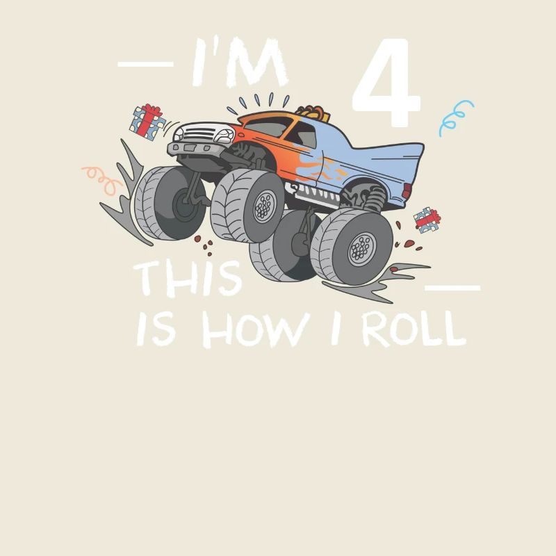 Cooles Monstertruck 4. Geburtstag Kinder Geschenk