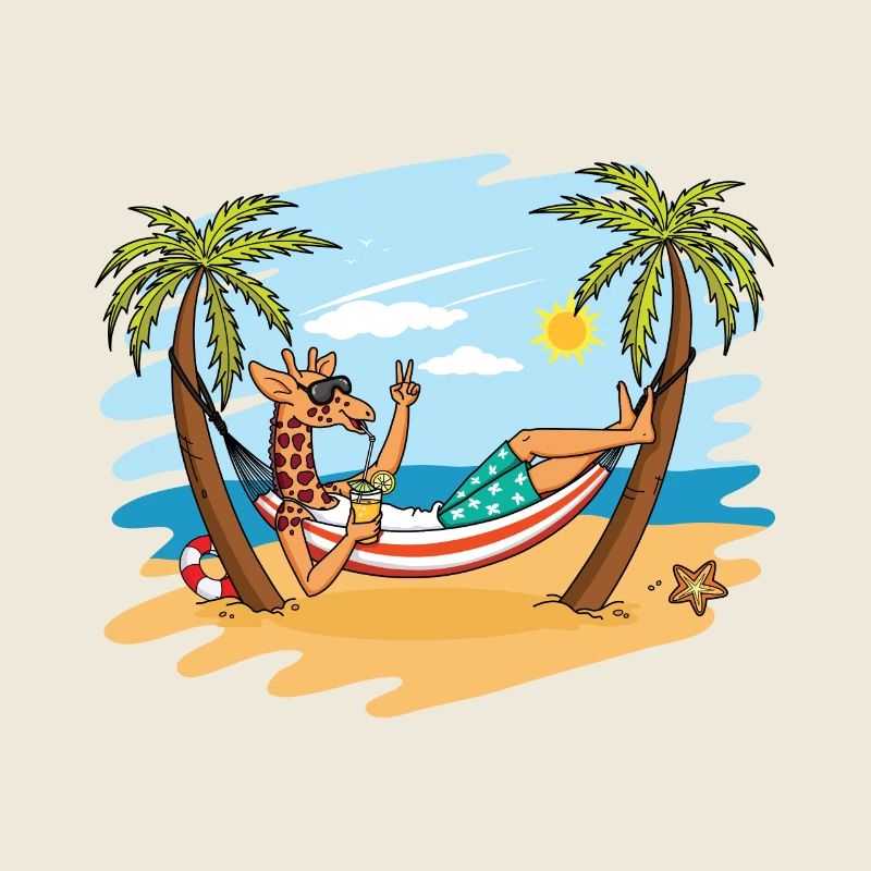 Drôle de girafe sur le cadeau de vacances d'été de plage
