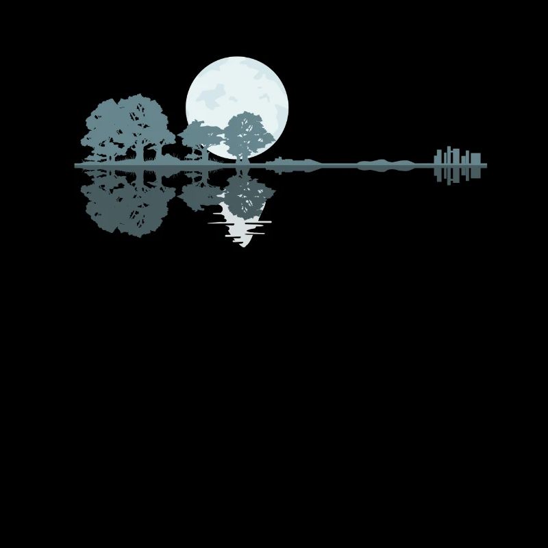 Guitar Lake Shadow Moonlight Gift Idea