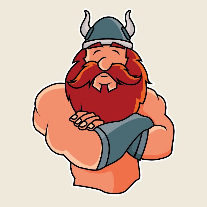 Lustiger Wikinger in Pose