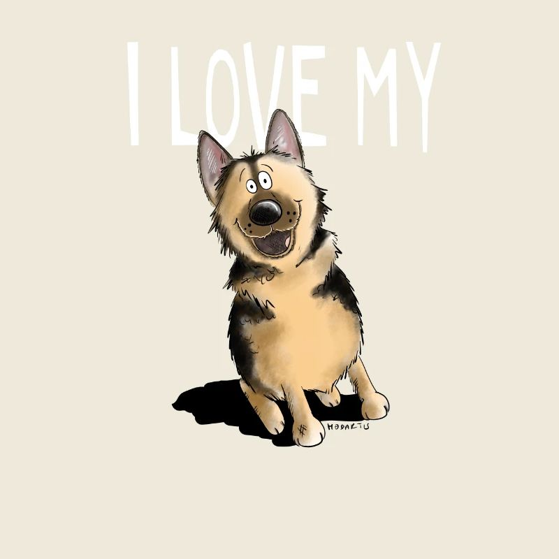 Funny German Shepherd with saying I Love