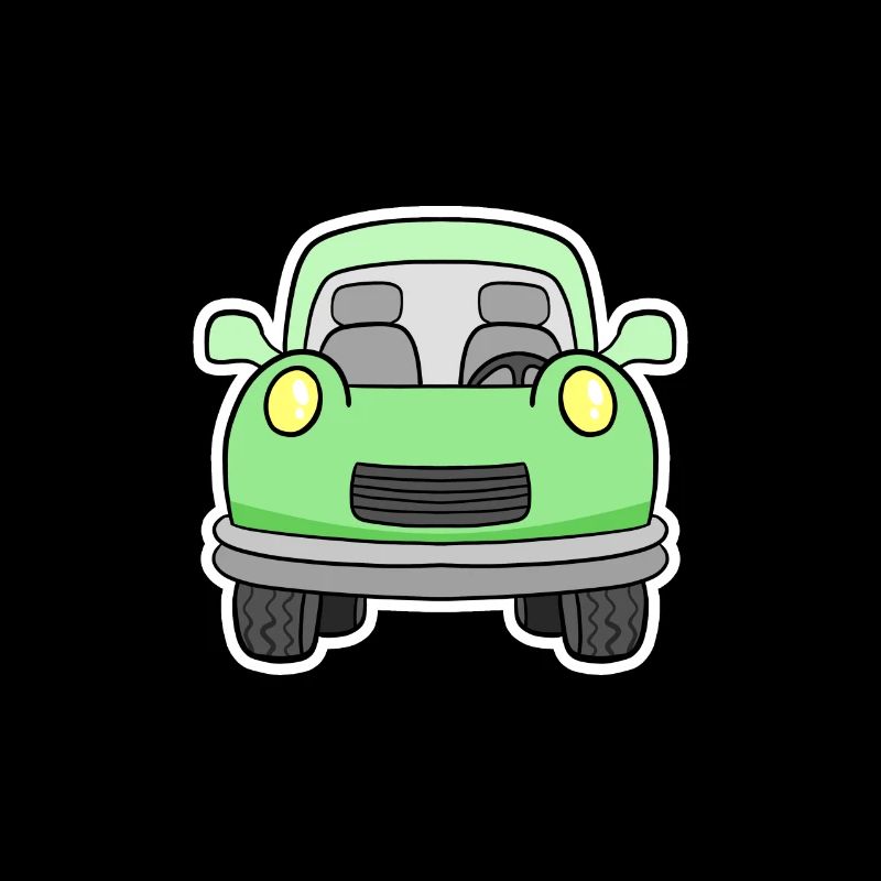 Cheerful green wagon front view