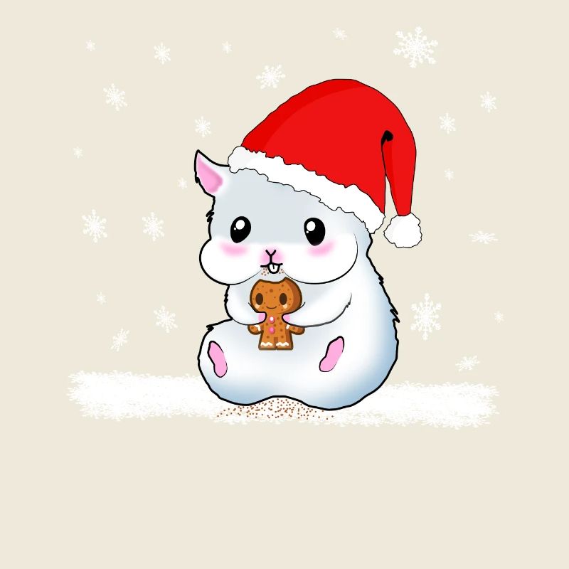 A Sweet Hamster Eats A Cookie While It Snows