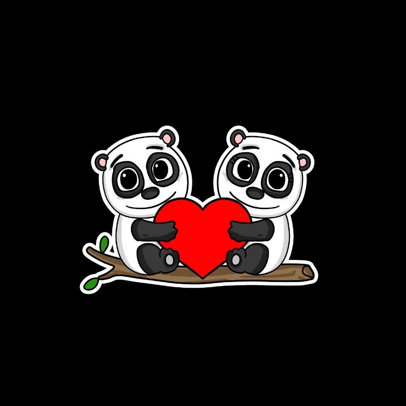 Panda relation romantique coeur couple