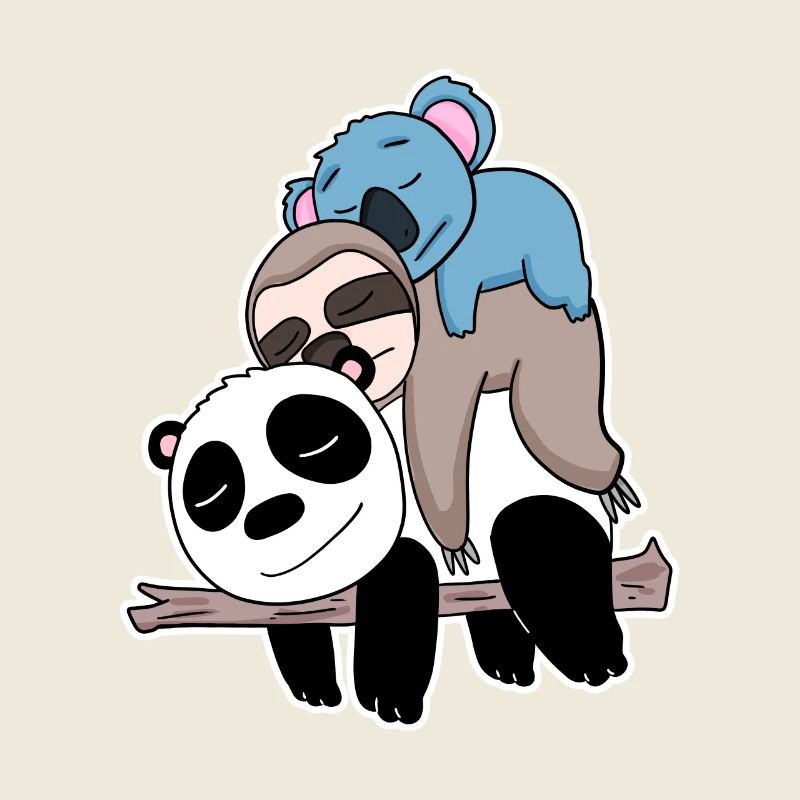 Panda sloth and koala