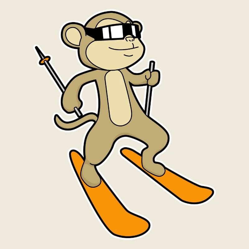Affe Skifahrer Ski