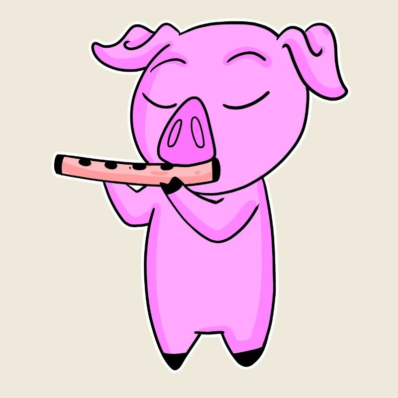 Pig plays flute