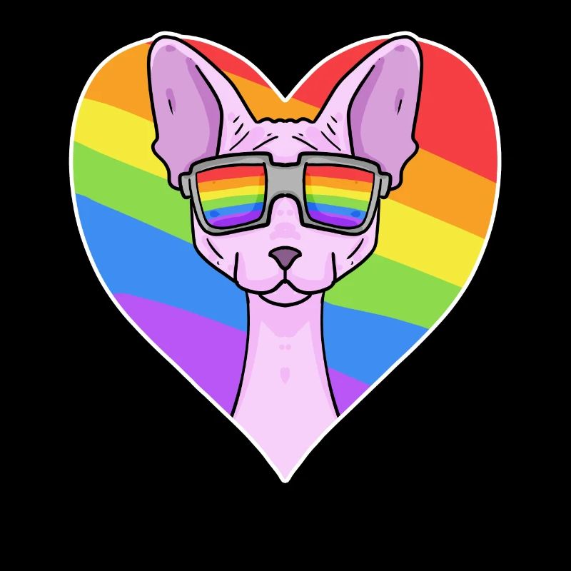 Chat Sphynx - Chat Sphinx - Coeur arc-en-ciel