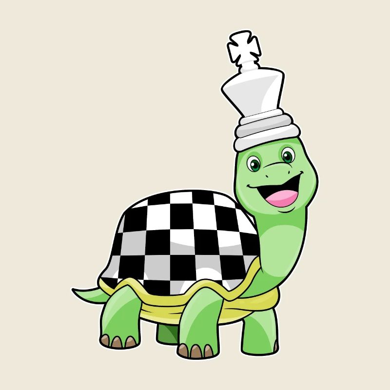 Tortue aux échecs avec échiquier & roi