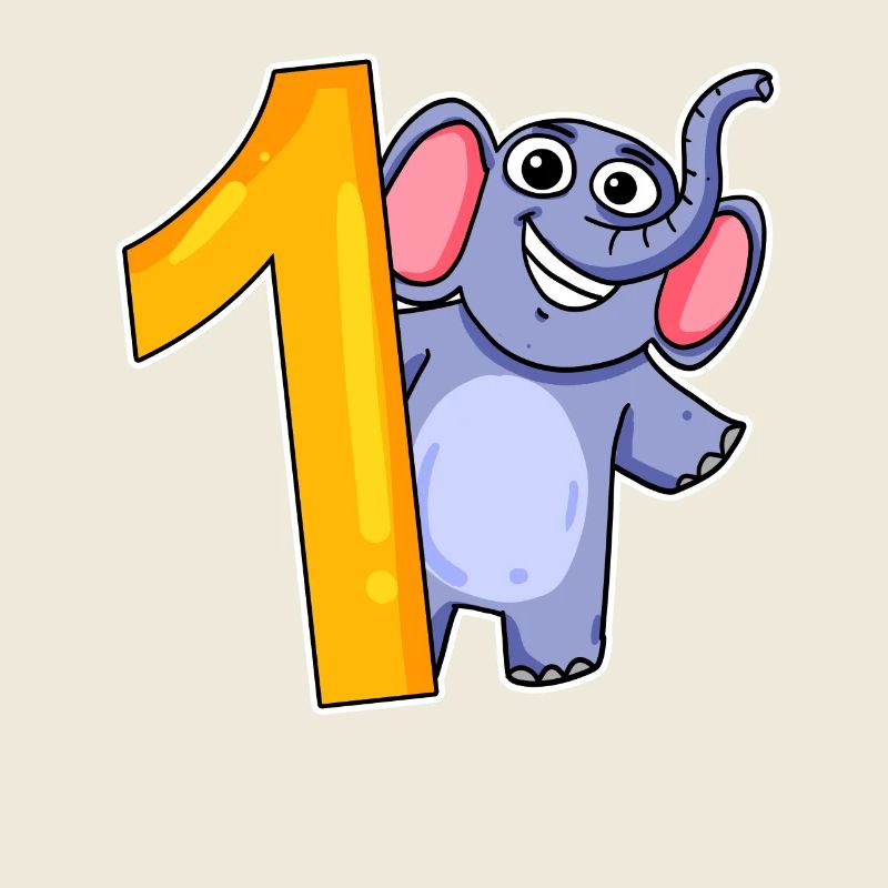 1st birthday - 1 year old - elephant motif