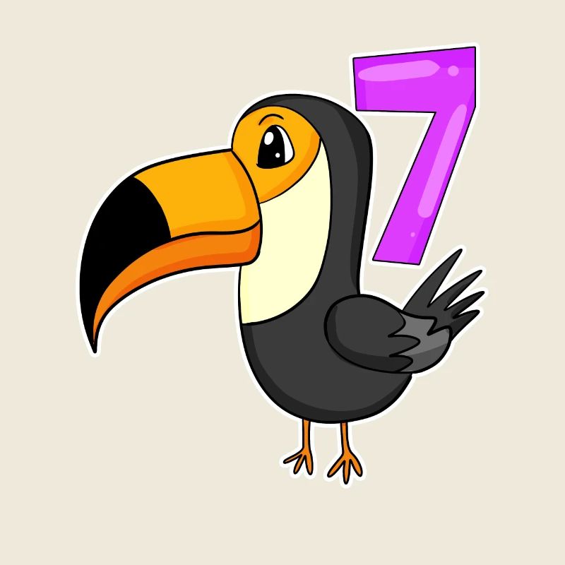 7 ans - 7ème anniversaire - motif d’oiseau toucan