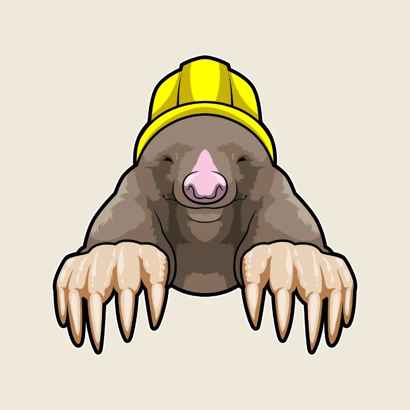 Taupe en tant que mineur avec casque