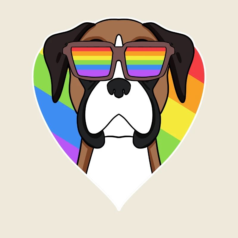 Boxer Hund Regenbogen Herz