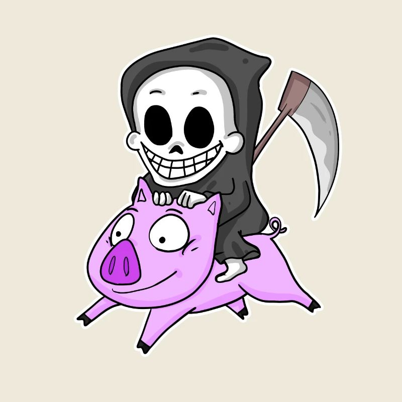 Sensenmann und Schwein
