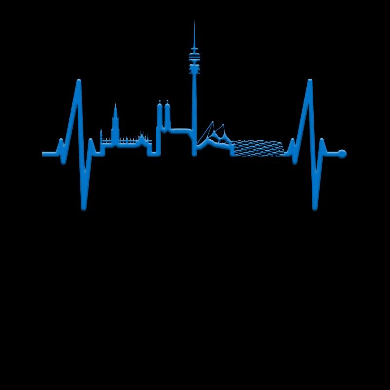 Munich Skyline Heartbeat Bavaria White Blue Munich