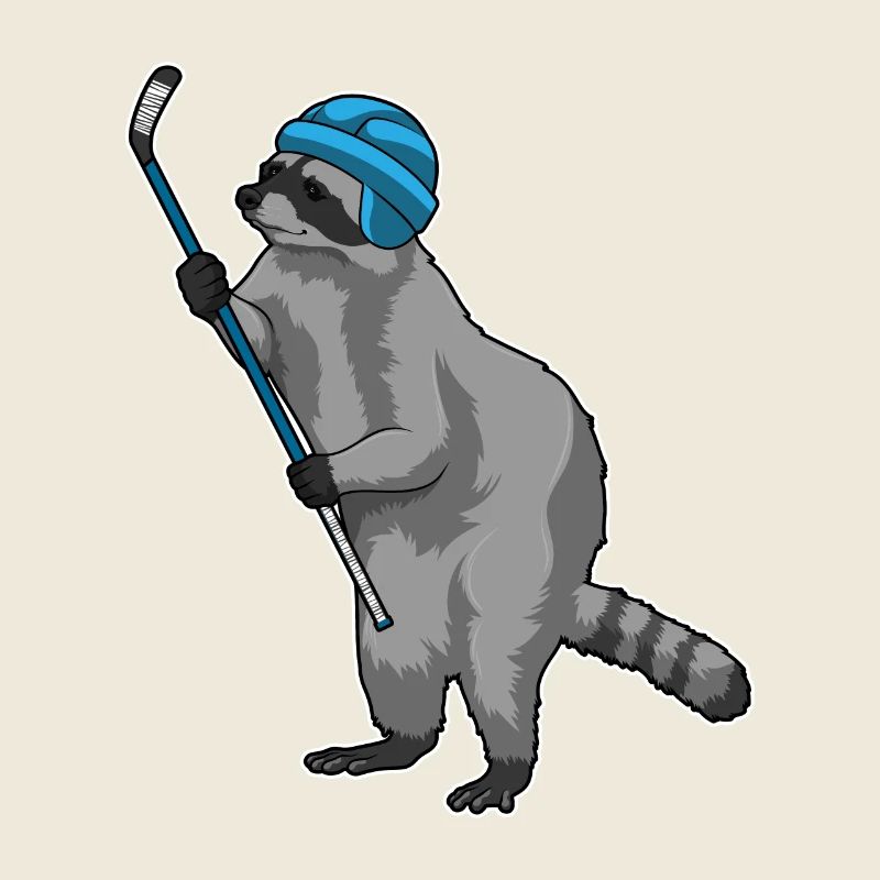 Waschbär Eishockey Eishockeyschläger