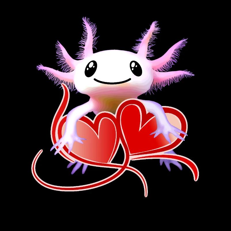 Axolotl Valentine with Hearts