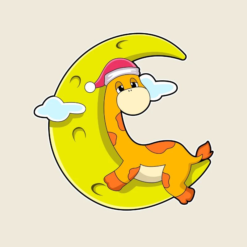 Girafe dormant avec la lune