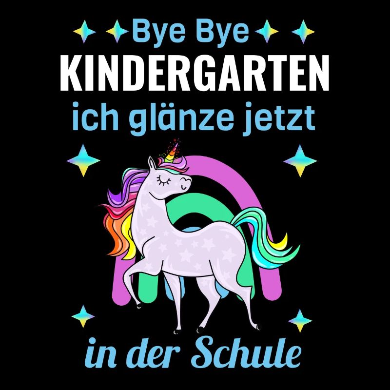 Bye Bye Kindergarten Glitzer Einhorn Einschulung