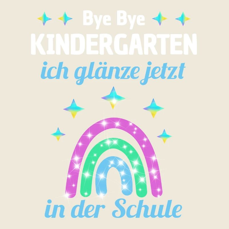 Bye Bye Kindergarten Glitzer Regenboge Einschulung