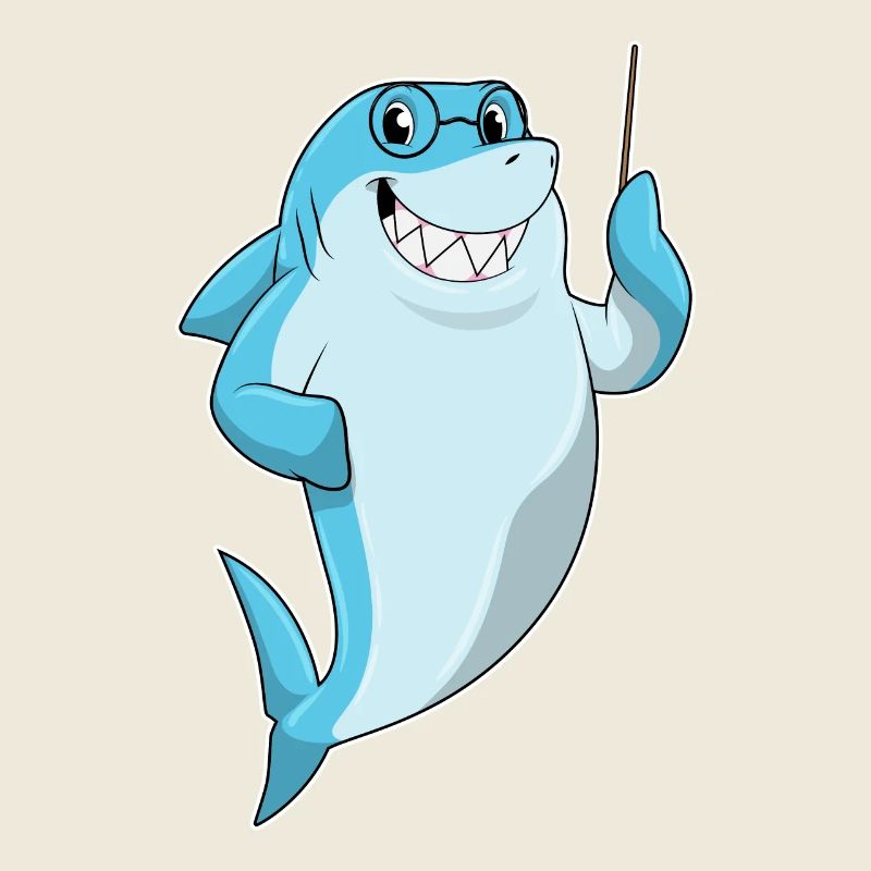 École du professeur de requin pointant des bâtons