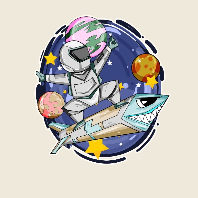 Garçon astronaute dans l’espace avec des fusées