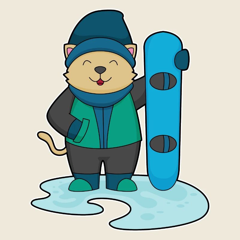 Snowboardeur Chat Snowboard
