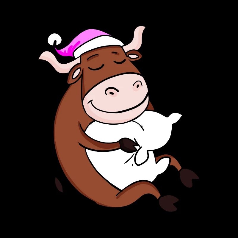 Ox with pillow and sleeping cap