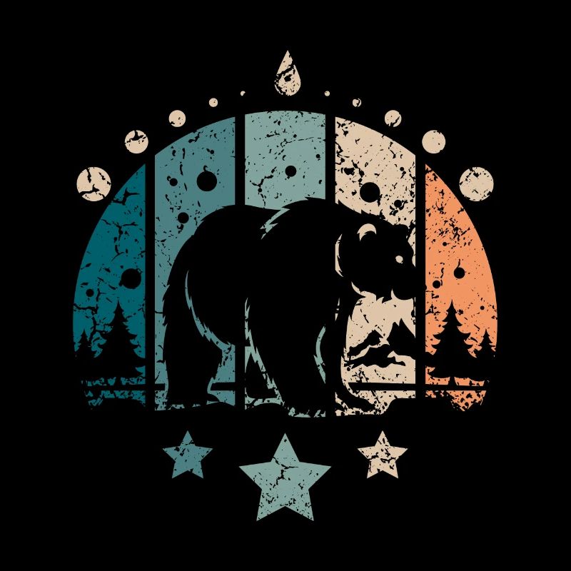 Retro Vintage Forest Polar Bear