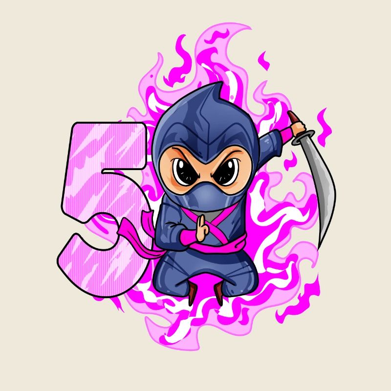 5th Birthday Girl 5 Years Old Ninja