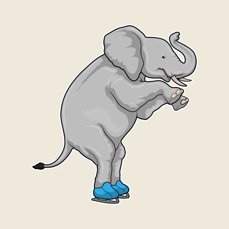 Elefant Eislaufen Schlittschuhe