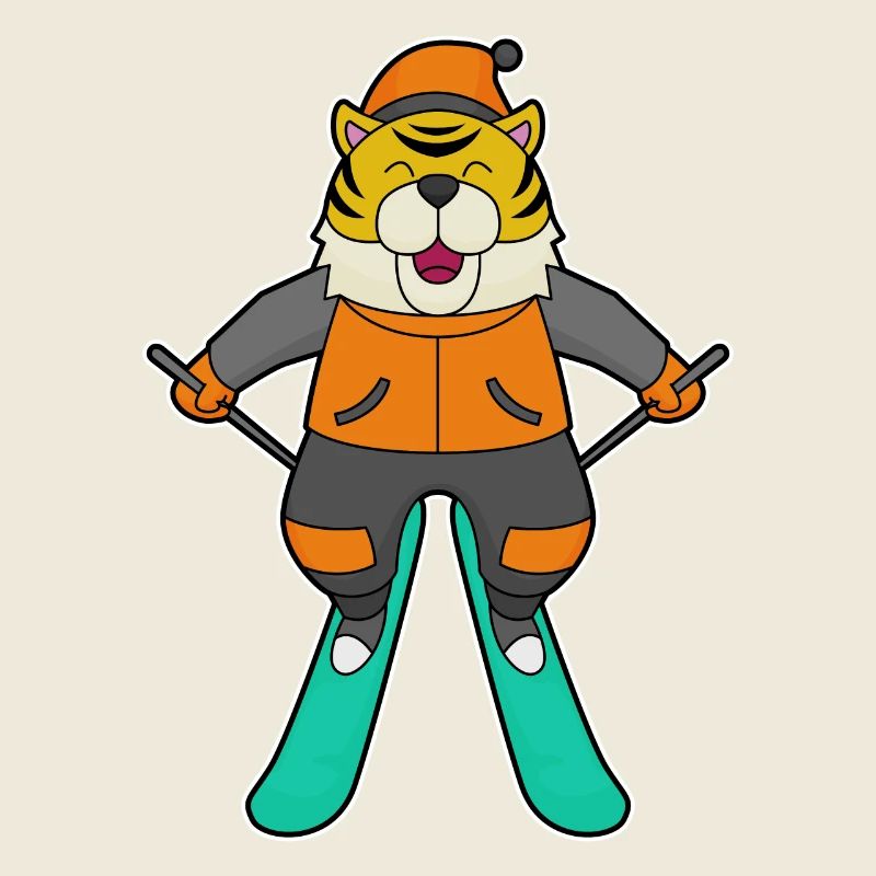 Tiger Skifahrer Ski