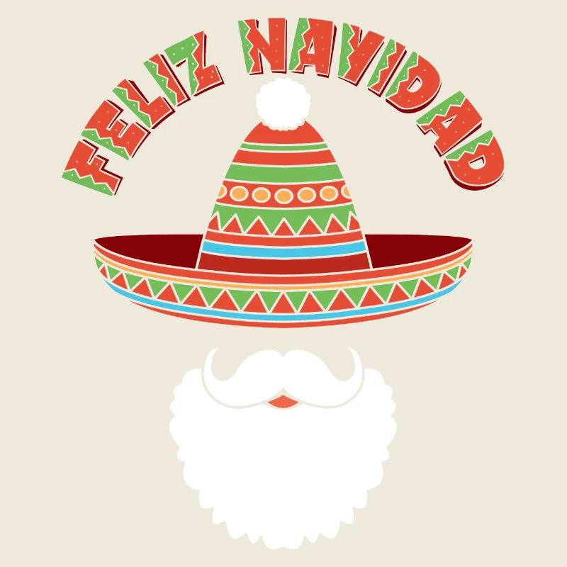Feliz Navidad Merry Christmas Sombrero Santa Beard