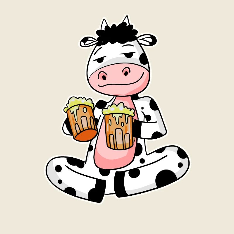 Cow with beer glasses Beer drinking alcohol