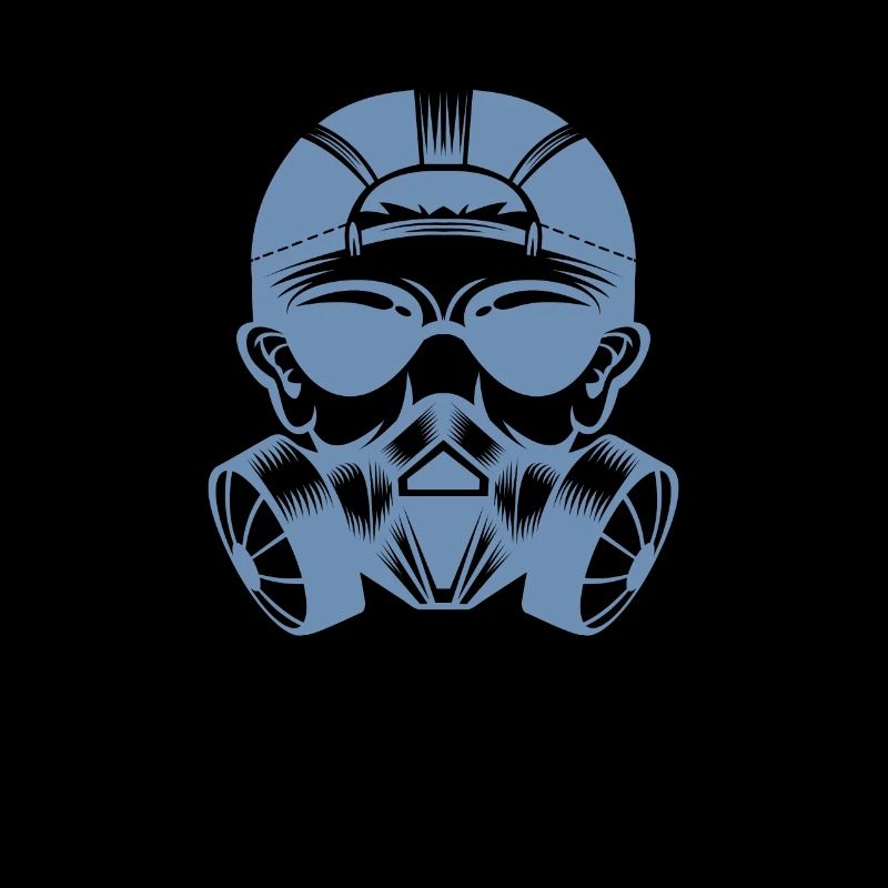 Techno Kopf Gesicht Gasmaske Brille Basecap