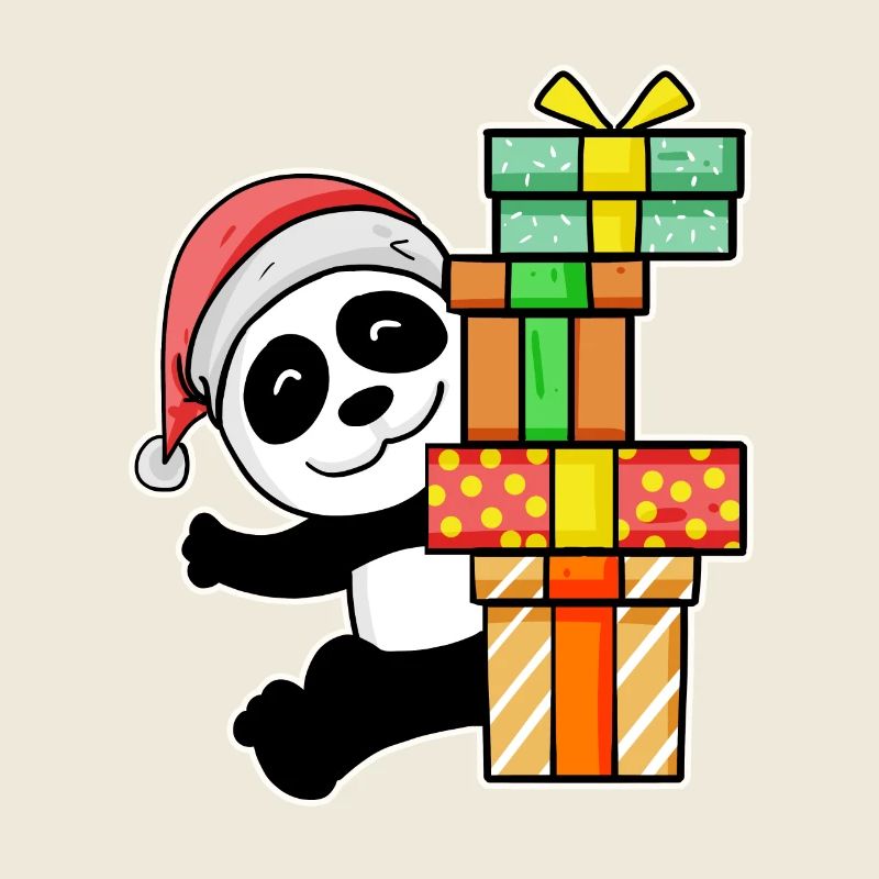 Joyeux Panda de Noël avec des cadeaux