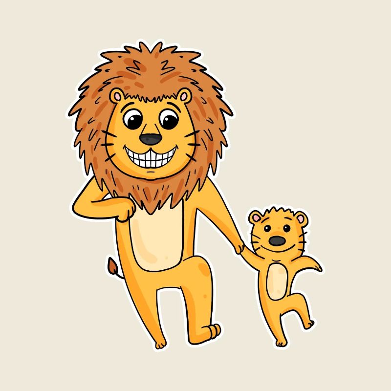 Lion avec bébé lion