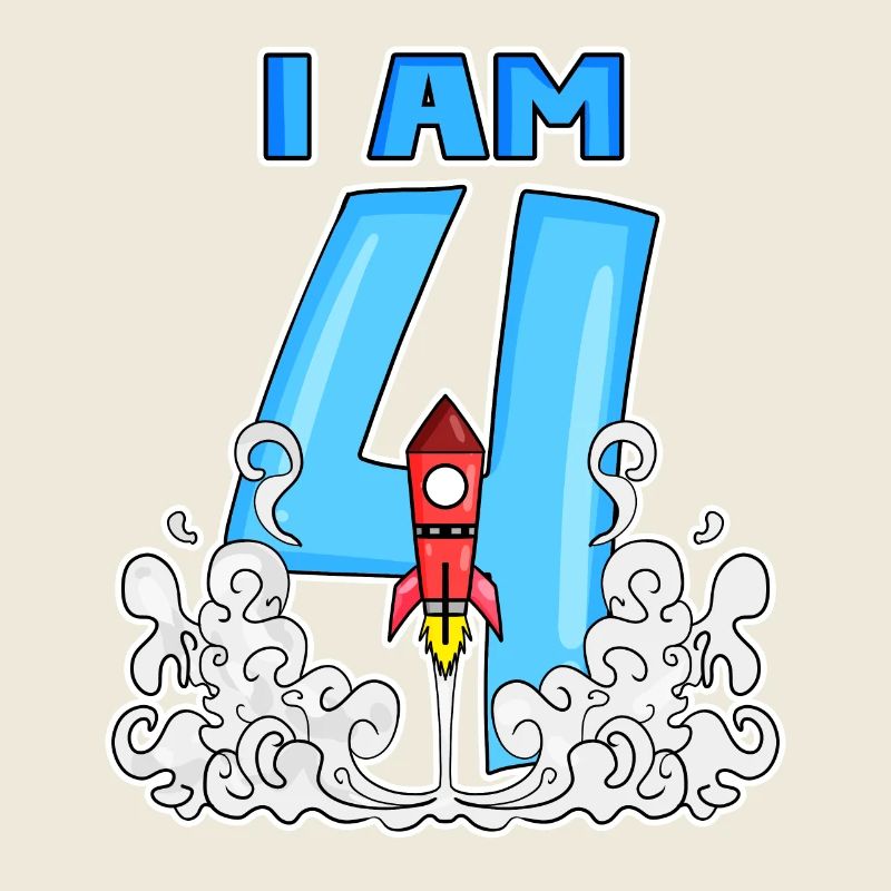 4th birthday - 4 years old Young rocket astronaut