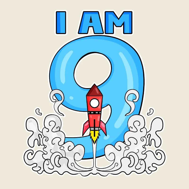 9th birthday - 9 years old Young rocket astronaut