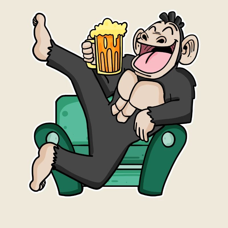 Funny monkey drinks beer