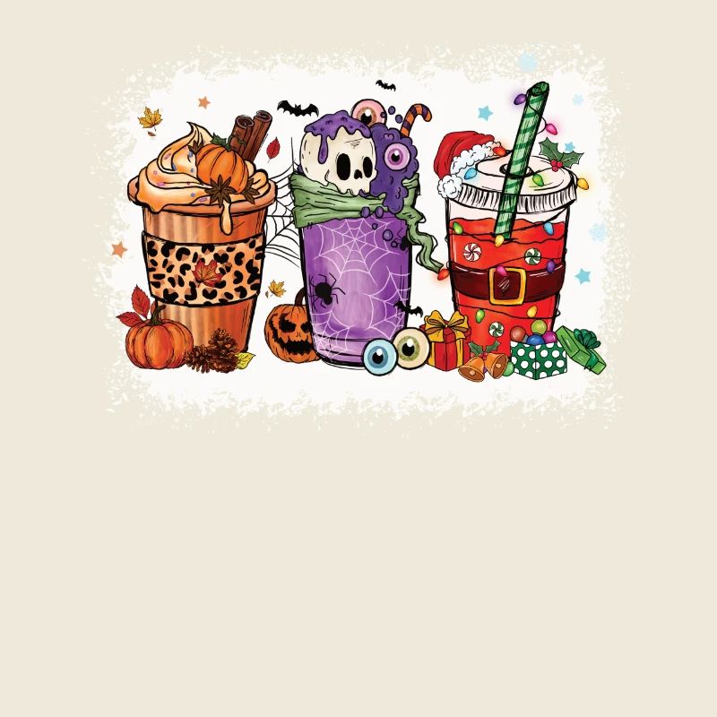 Coffee Cups Hallothanksmas Bleached