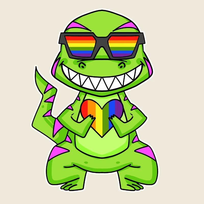 Gay Regenbogen Herz Dinosaurier