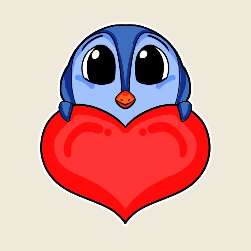 Pinguin mit Herz - Liebe Romantisch