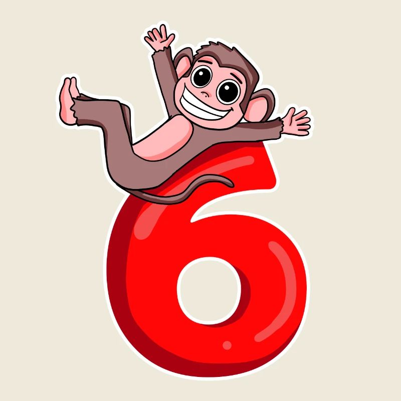 6 years old - 6th birthday with animal motif - monkey